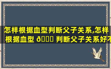 怎样根据血型判断父子关系,怎样根据血型 🍁 判断父子关系好不好
